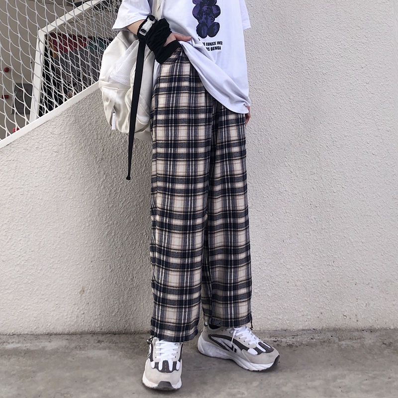 Quần Dài Ống Rộng Họa Tiết Sọc Caro 17n003 Phong Cách Harajuku Cho Nam Và Nữ | BigBuy360 - bigbuy360.vn