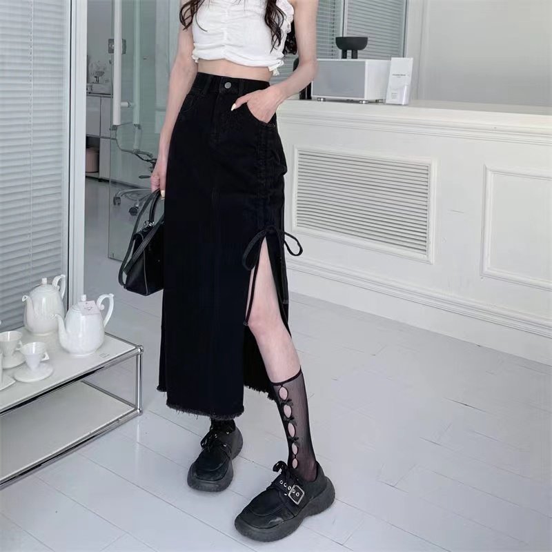 Chân váy jean SUXI dáng chữ A đơn giản thời trang dành cho nữ