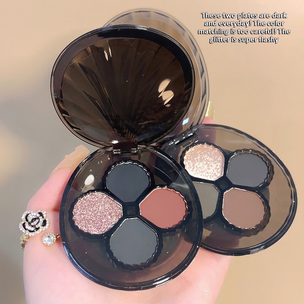 Chứng Khoán sẵn sàng HUDAMOJI 4 màu bóng mắt tấm màu Đen xám bạc tone Châu Âu và Mỹ Phong Cách Punk Niche mắt di động bóng tấm COD