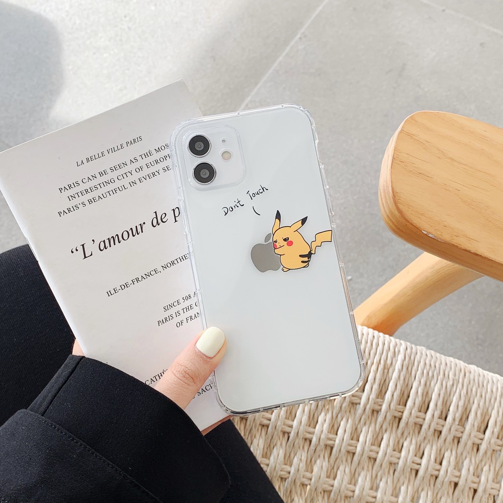 Cặp đôi hoạt hình Pikachu ứng dụng cho điện thoại di động Vỏ mềm trong suốt iPhone 12mini 12 Pro Max 11 Pro Max SE 2020 X XS XSMAX XR 6 6s 7 8  Plus 6+ 7+ 8+