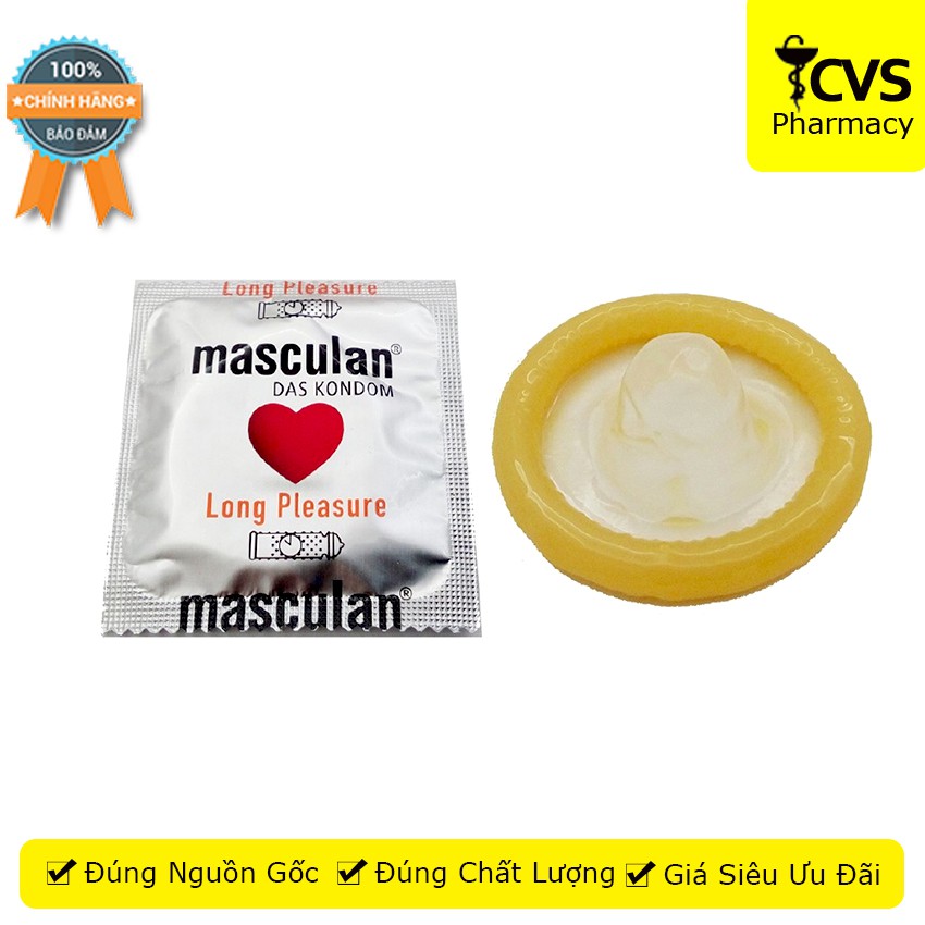 Bao Cao Su Masculan Long Pleasure Special Selection (Masculan Cam) Hộp 10 bao - Kéo dài thời gian - cvspharmacy