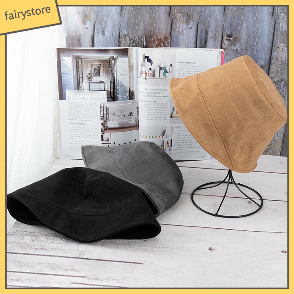 Nón bucket bằng da lộn thời trang thu đông cho cả nam và nữ