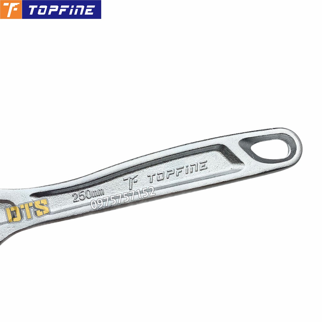 Mỏ lết thép trắng đúc nguyên khối 10 inch TOP FINE 250mm cờ lê thép Carbon siêu cứng điều chỉnh độ mở tháo lắp linh hoạt