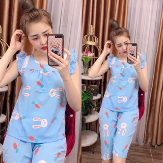 ĐỒ BỘ MẶC NHÀ - ĐỒ BỘ LỤA HỌA TIẾT HÌNH THÚ DỄ THƯƠNG - LUA20