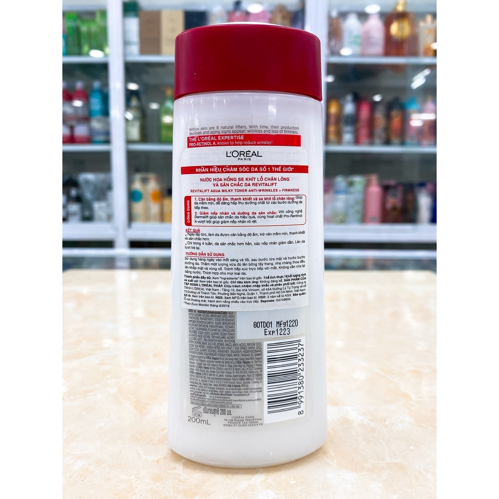 Nước Hoa Hồng Giúp Săn Chắc Da Và Giảm Nếp Nhăn L'oreal Paris Revitalift Aqua Milky 200ml
