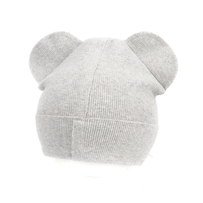 Bộ Găng Tay + Mũ + Găng Tay Dệt Kim Bằng Cotton Mềm Chống Trầy Hình Tai Gấu Dễ Thương Cho Bé Sơ Sinh