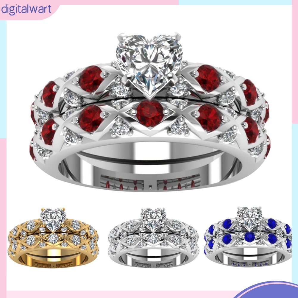 Nhẫn Hợp Kim Mặt Hình Trái Tim Đính Đá Xinh Xắn Cho Nữ