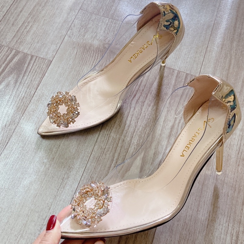 XẢ LỖ Giày cao gót/giày nữ công sở Pun Shoes đính hoa đá cực sang gót nhọn.