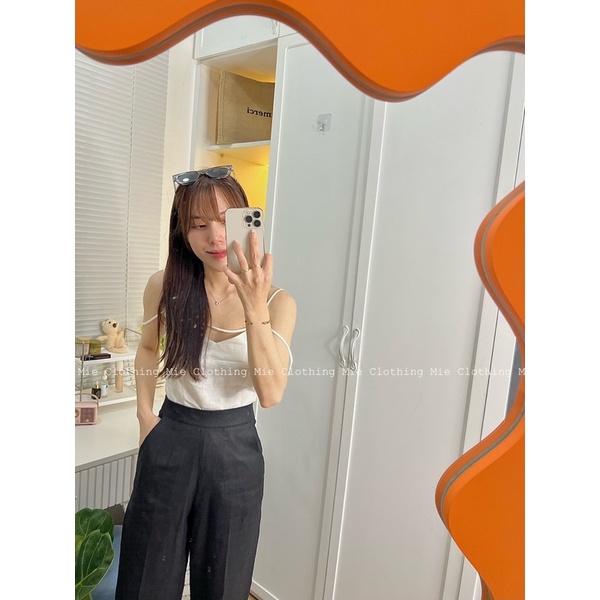 MIE MIN Quần Linen Mie khoá kéo sau lưng