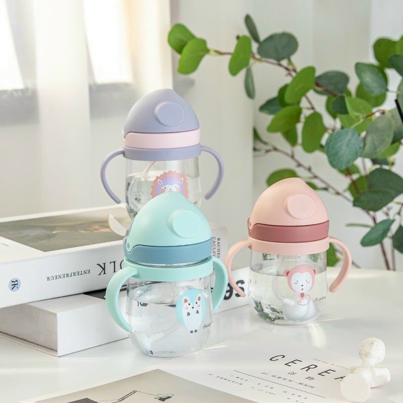 Bình tập hút - tập uống, ống hút có van chống sặc dung tích 300ml