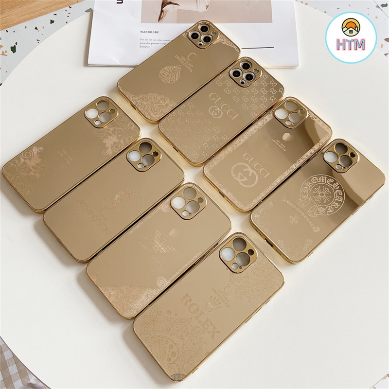 Ốp Điện Thoại Viền Vuông Mạ Vàng Thời Trang Có LOGO Cho IPHONE 13 12 11 PRO MAX XS MAX XR X 7 + 8 PLUS