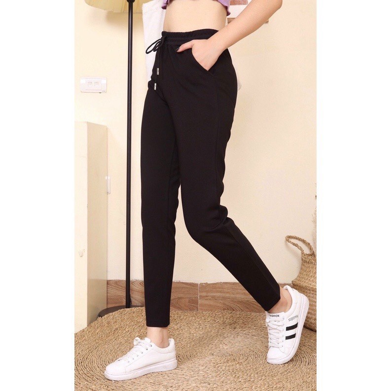 Quần jogger nỉ bông bo gấu, jogger nữ thu đông