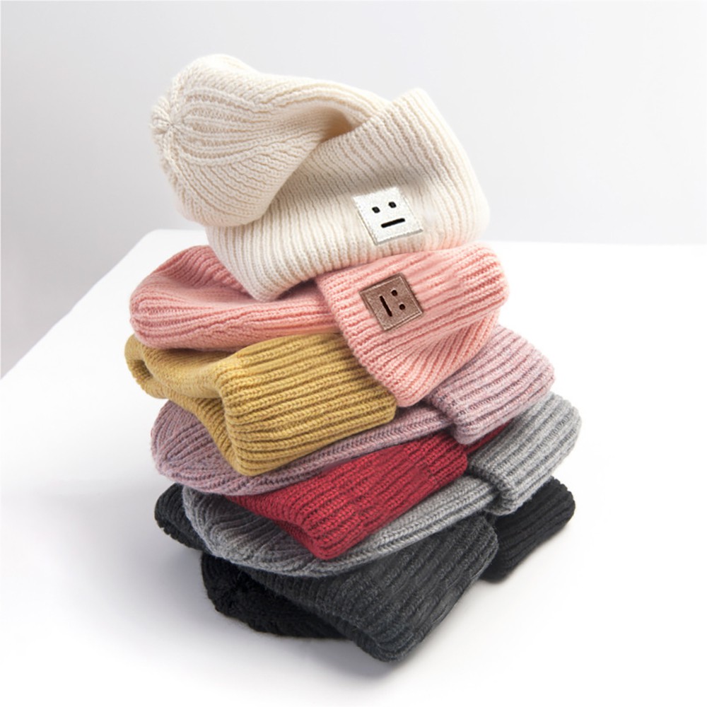 Nón len trơn ONZ hình mặt cười - Mũ len Beanie nam nữ ulzzang Hàn Quốc đan dọc mềm mịn ML03