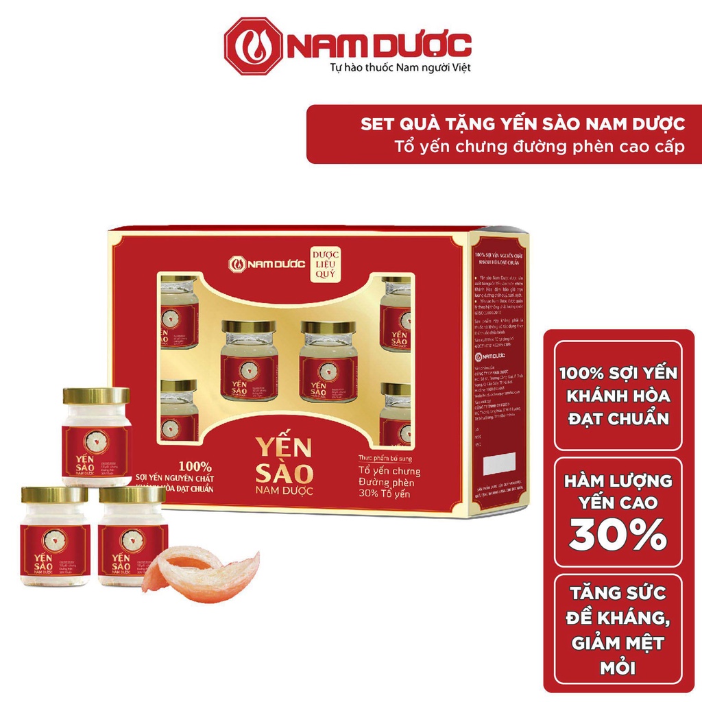 Yến sào Nam Dược Set 6 lọ x 70ml tổ yến chưng đường phèn