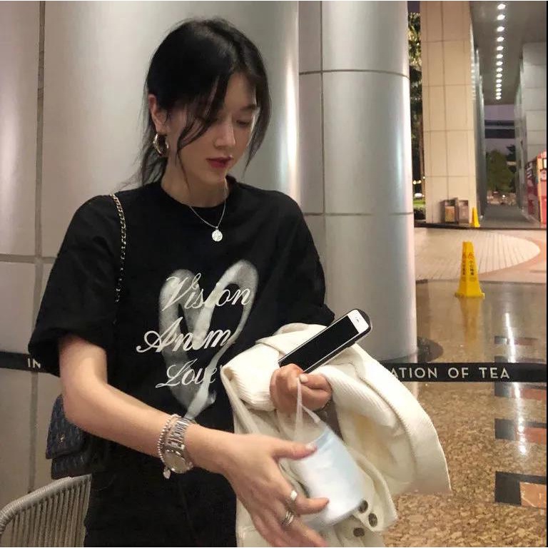 NRVP Áo Thun Nữ Cổ Tròn Ngắn Tay Thời Trang Mùa Hè Phong Cách Hàn Quốc 2022