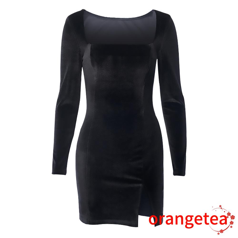 Đầm Body Tay Dài Màu Trơn Thời Trang Cho Nữ