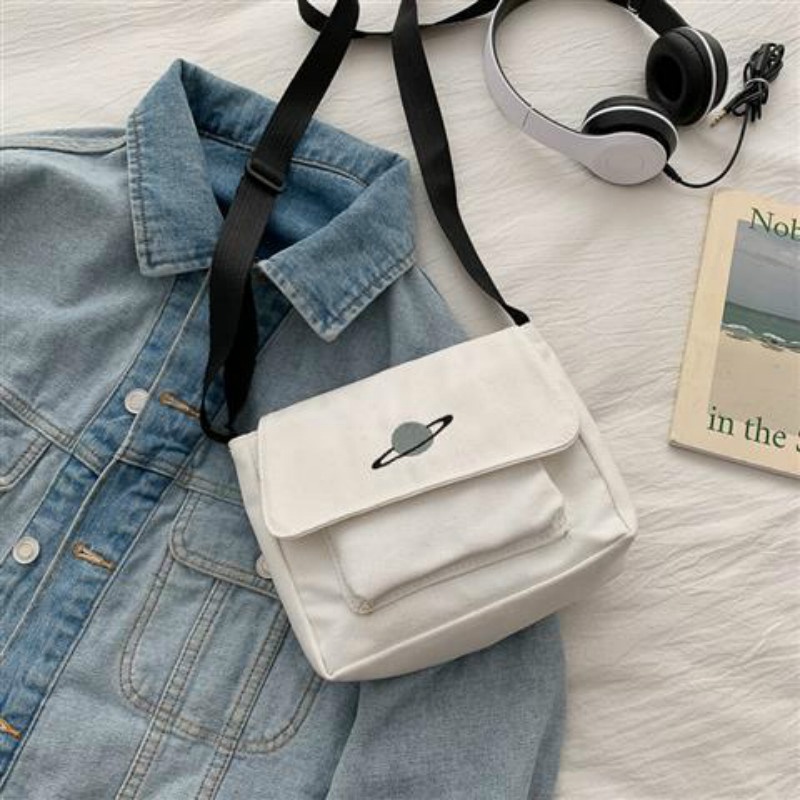 Túi Đeo Vai Vải Canvas Kiểu Harajuku Nhật Bản Dễ Thương