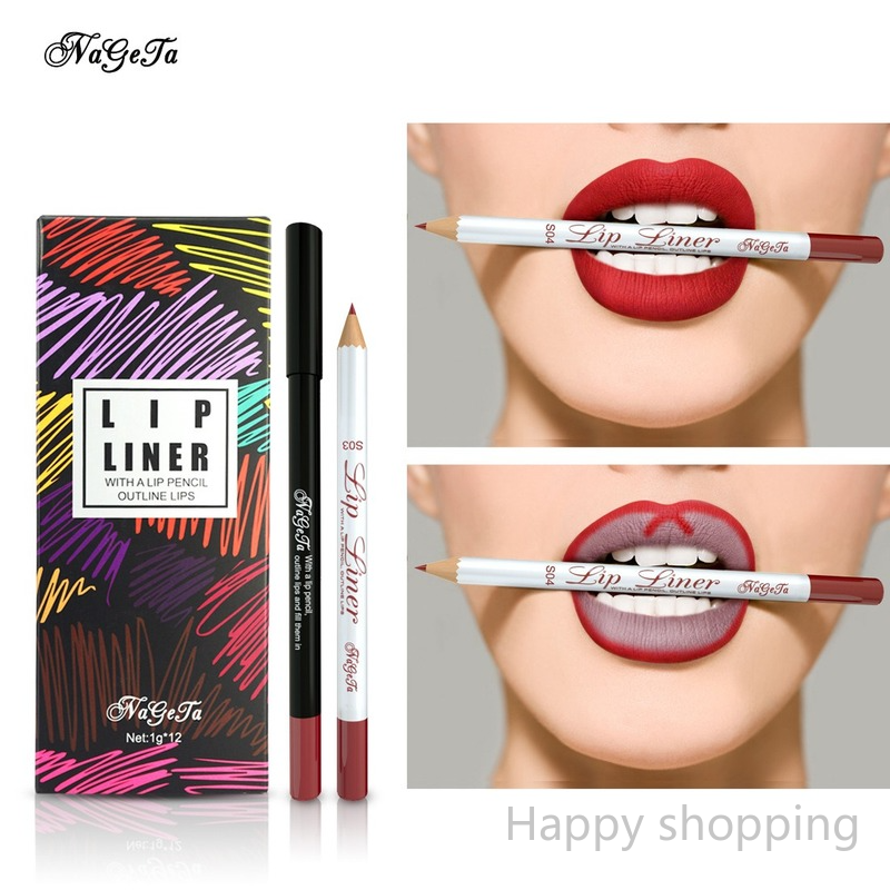 (Hàng Mới Về) Chì Kẻ Viền Môi 12 Màu Sắc Tùy Chọn Chống Nước Tiện Dụng
