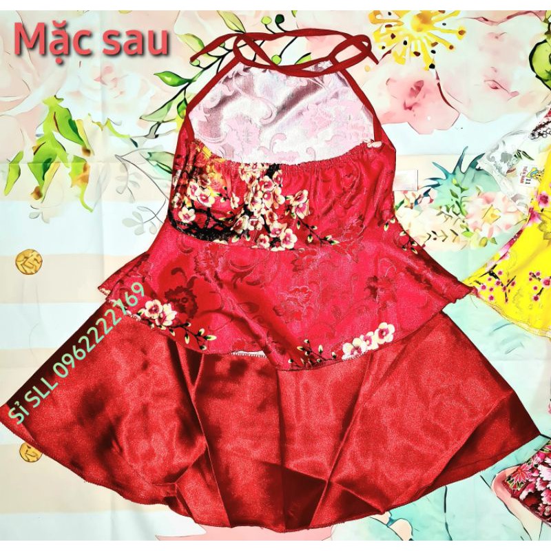 5-17kg Set Bộ Váy Yếm Tết Gấm Lụa Giá Rẻ Cho Bé Gái.