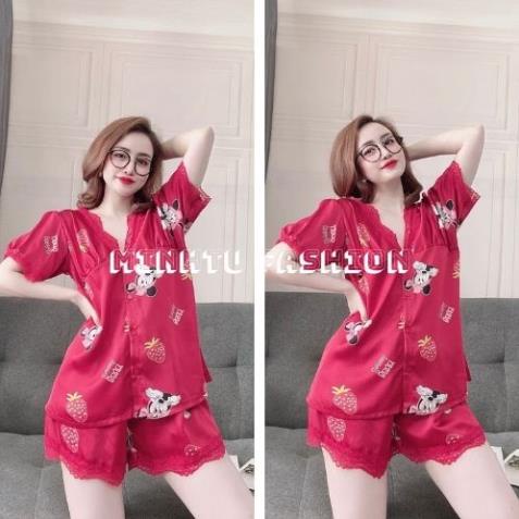 Đồ Bộ Nữ, Đồ Ngủ Mặc Nhà Nữ Áo Tay Ngắn Quần Cộc Phối Ren Trang Trí Chất Lụa Satin Mềm Mịn, Lạ Mắt Sang Chảnh. | BigBuy360 - bigbuy360.vn