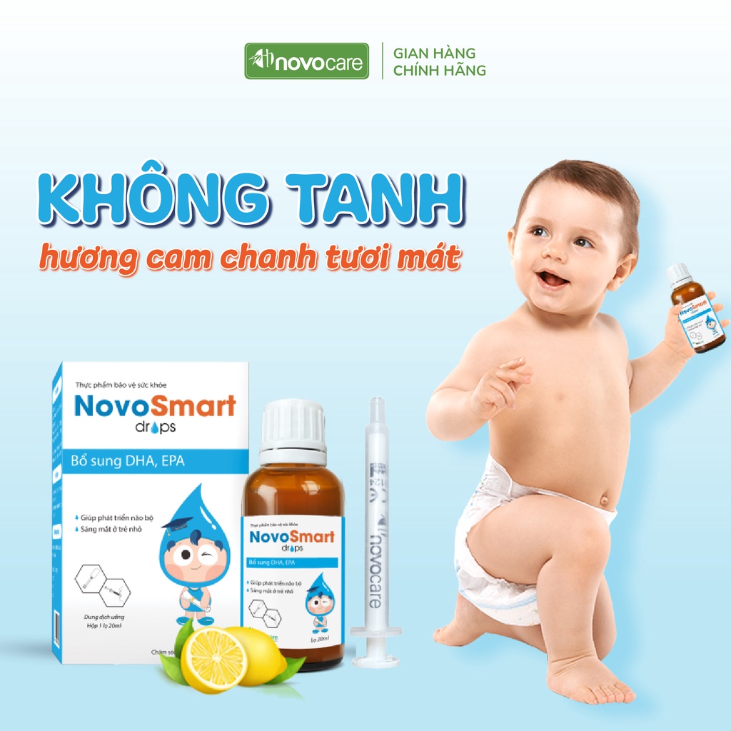 DHA cho bé Novocare - NovoSmart DHA nhỏ giọt, không tanh, giúp bé phát triển trí não toàn diện