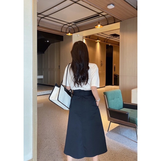 Chân váy dài dáng xoè khuy đồng nhỏ thương hiệu Celine cao cấp