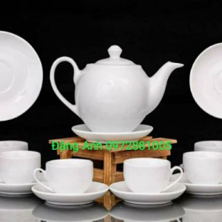 Bộ ấm chén trắng MINH LONG Bát Tràng