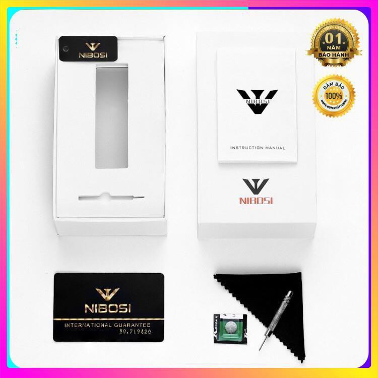 ĐỒNG HỒ NAM NIBOSI SANG TRỌNG DÂY VỎ INOX NGUYÊN KHỐI HÀNG HÃNG FULL BOX [ ĐỒNG HỒ NAM ] | BigBuy360 - bigbuy360.vn