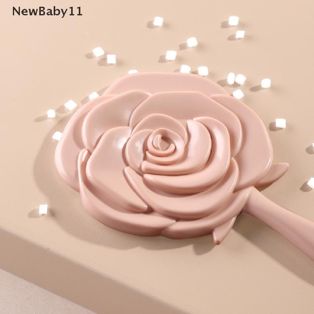 [Hàng mới về] Gương trang điểm cầm tay thiết kế hình hoa hồng phong cách vintage