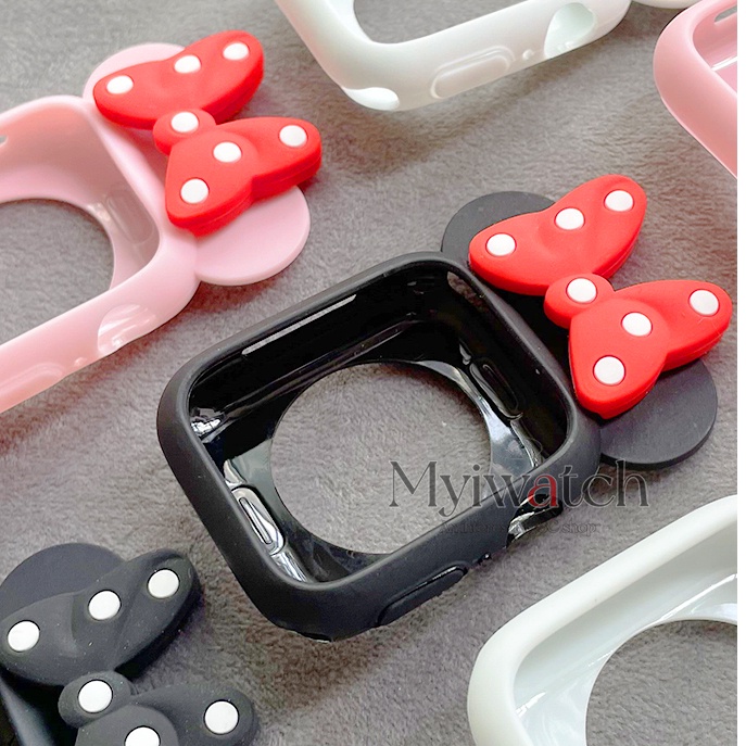 Ốp Bảo Vệ Bằng Silicone Mềm Hình Mickey / Minnie Hoạt Hình Cho Apple Watch 8 7 6 SE 5 4 3 iWatch Series 45mm 42MM 38MM 44MM 40MM 41MM