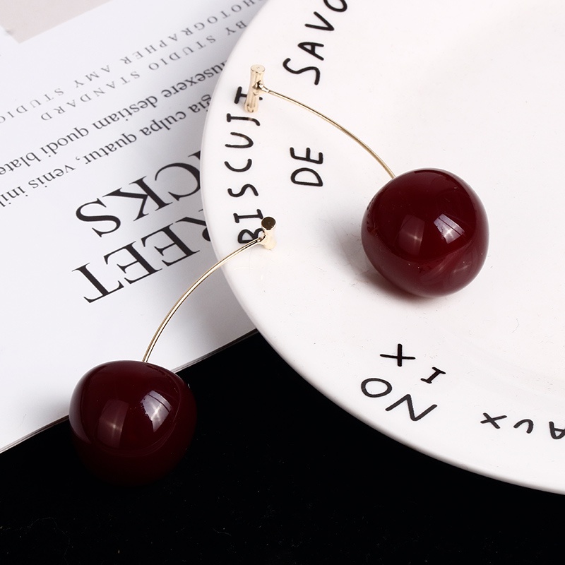 1 Đôi Bông Tai Hình Quả Cherry Đính Đá Phong Cách Hàn Quốc Cổ Điển Thanh Lịch Dành Cho Nữ