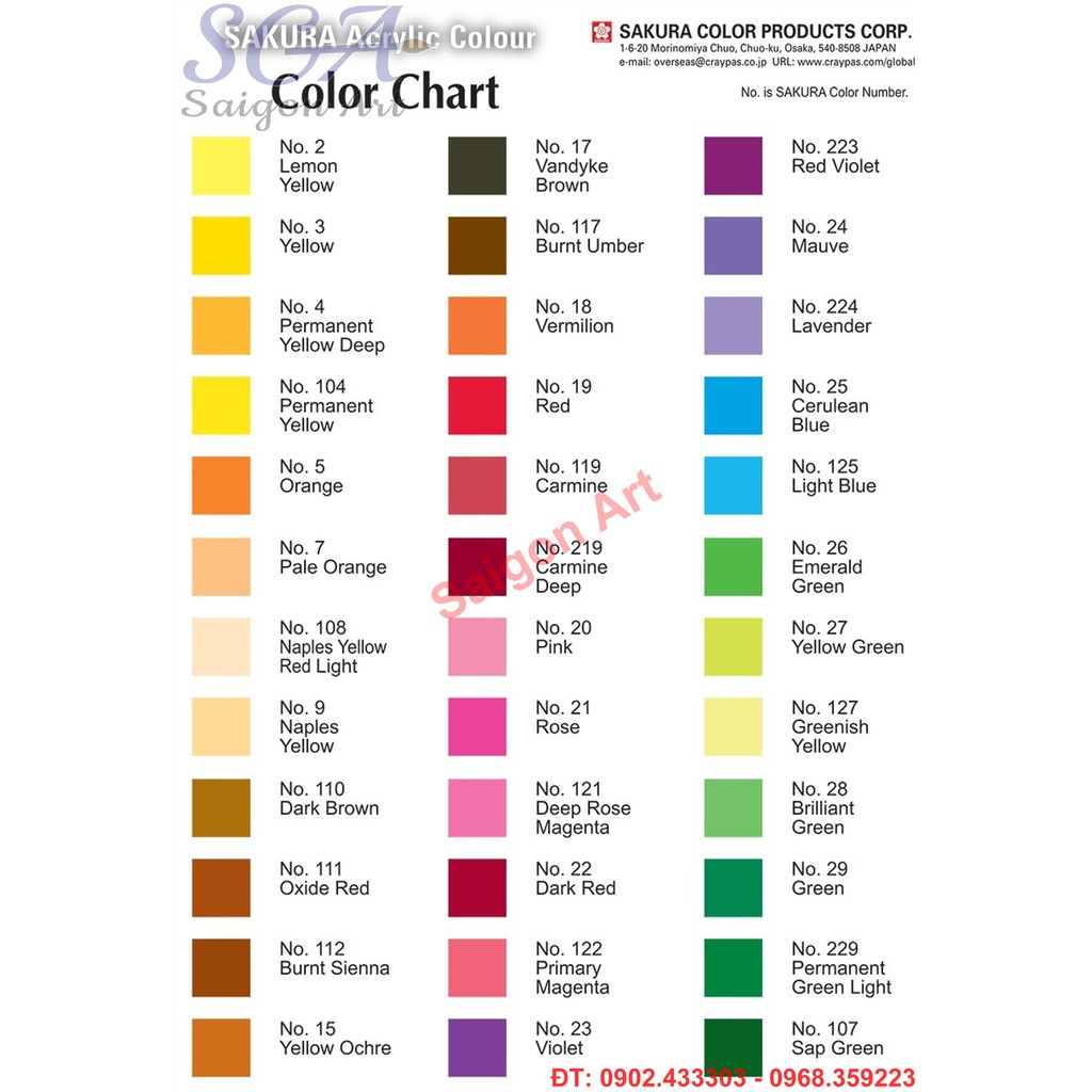 Màu Acrylic Nhật Bản SAKURA tuýp lớn 75ml