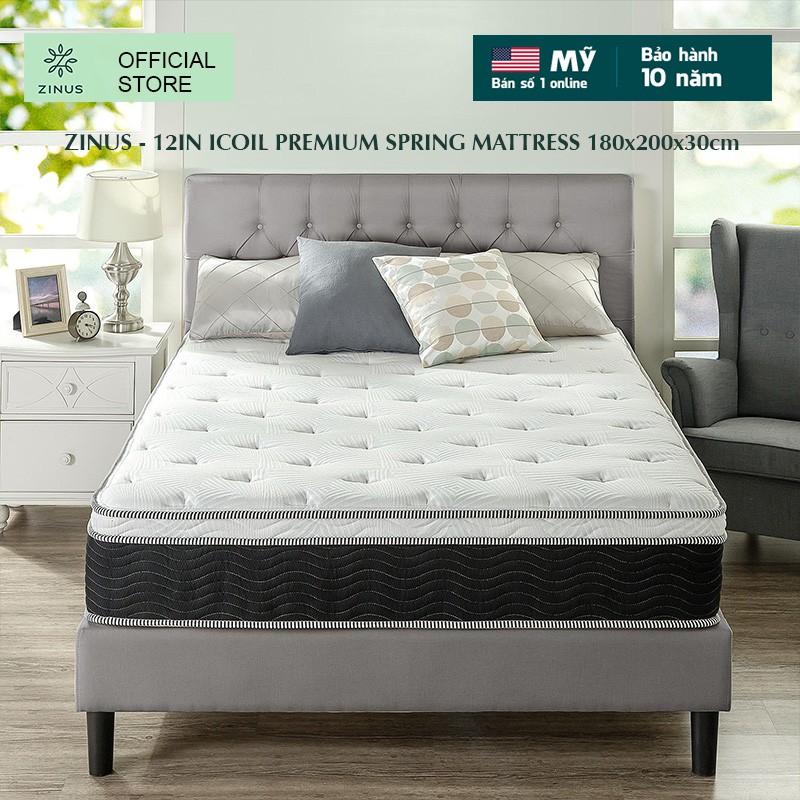 [Mã LIFEZI99 giảm 8% tối đa 50K đơn 99K] Nệm lò xo túi hút chân không trị liệu cao cấp Zinus 30cm