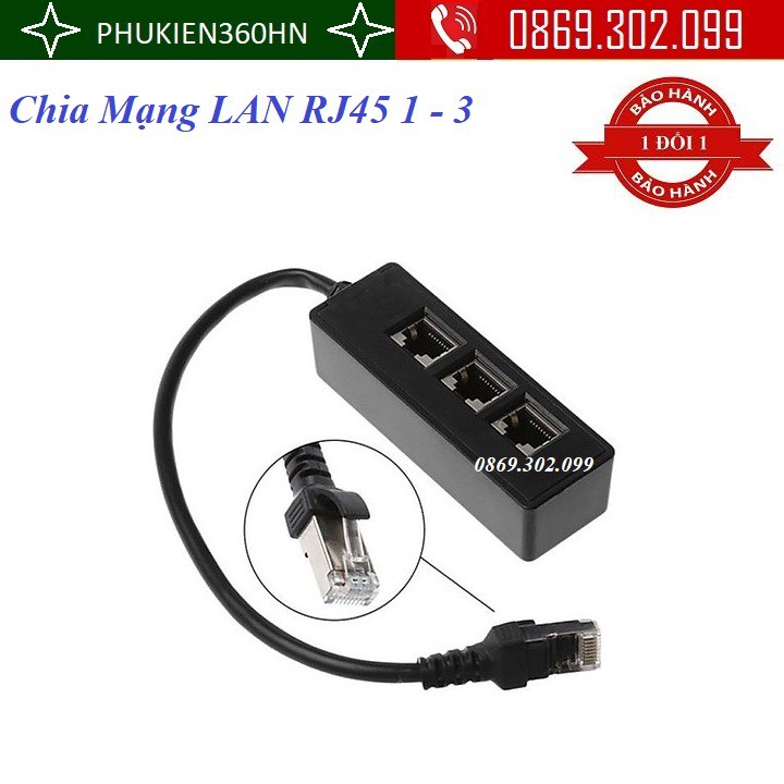 Bộ Chia Cổng Mạng LAN RJ45 1 Sang 3 Cổng