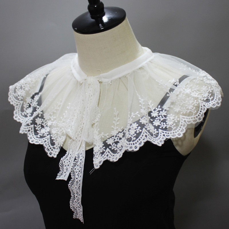 Cổ áo giả vải tuyn thêu hoa dành cho áo sơ mi