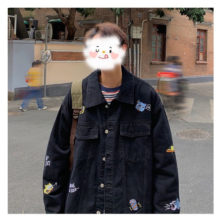 ÁO KHOÁC JEANS BÒ DENIM JACKET HÀN QUỐC THÊU 8 CHI TIẾT