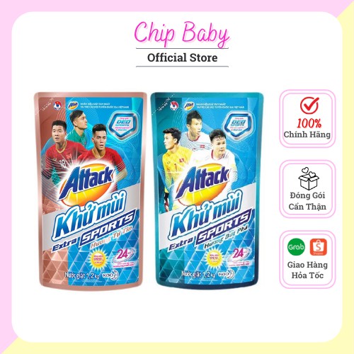 Nước giặt khử mùi Attack Hương Tự Tin - Hương Bức Phá 1.2kg