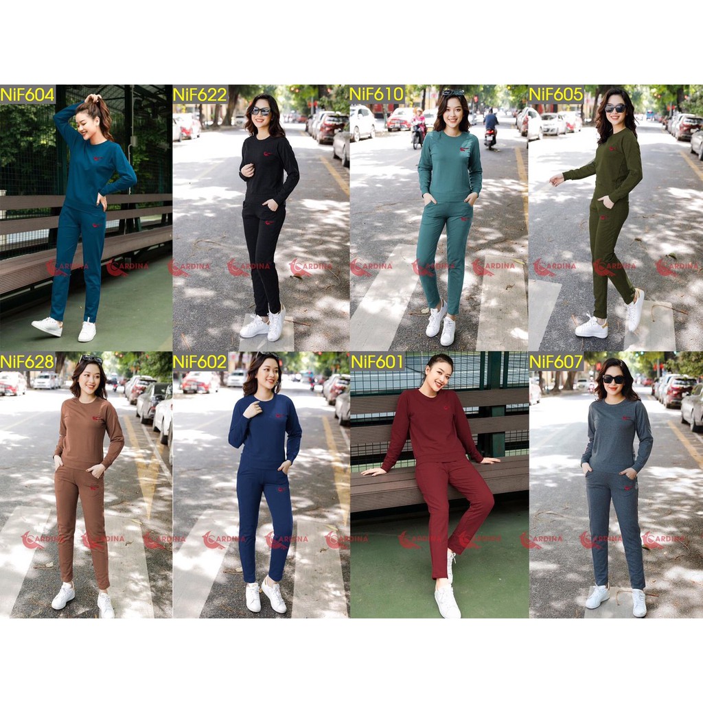 Bộ Nỉ Giữ Nhiệt Nữ cao cấp CARDINA, thiết kế đẹp, đa tính năng, co giãn tốt, thoải mái vận động