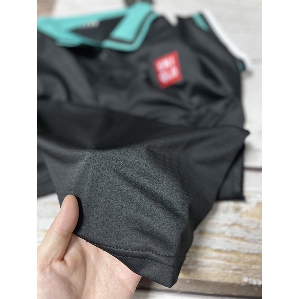 Set Bộ quần áo thể thao thời trang đi chơi tennis cầu lông vải gai lỗ thể thao uniqlo áo đen quần đen có túi logo thêu