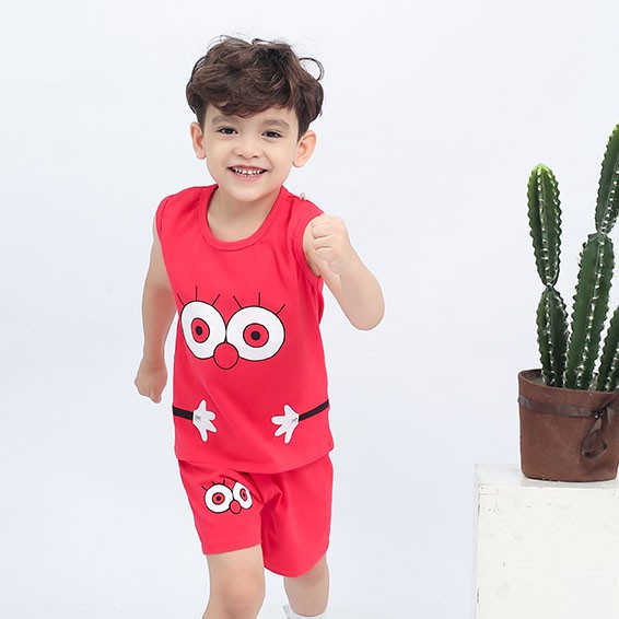 Bộ Ba Lỗ Chất Cotton Họa Tiết Mắt Dễ Thương Cho Bé ( 8-20kg)