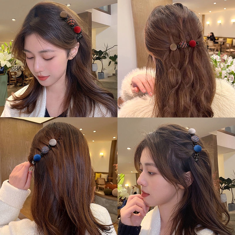 Kẹp Tóc Mỏ Vịt Đính Bóng Lông Dễ Thương Cho Nữ