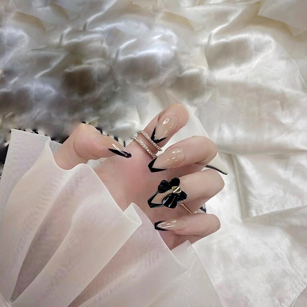 Hộp 24 Móng Tay Giả Màu Đen Thời Trang MIHAN1