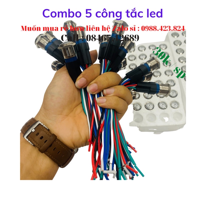 [ Sỉ 30k ] Combo 5 công tắc led logo Honda ; Yamaha ; Monster ; Power chất lượng cao tặng jack kết nối