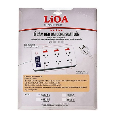 Ổ cắm điện Lioa công suất lớn 6 lỗ 3 chấu - Hàng chính hãng