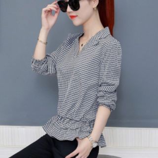 Áo sơ mi nữ bo lai cổ vest