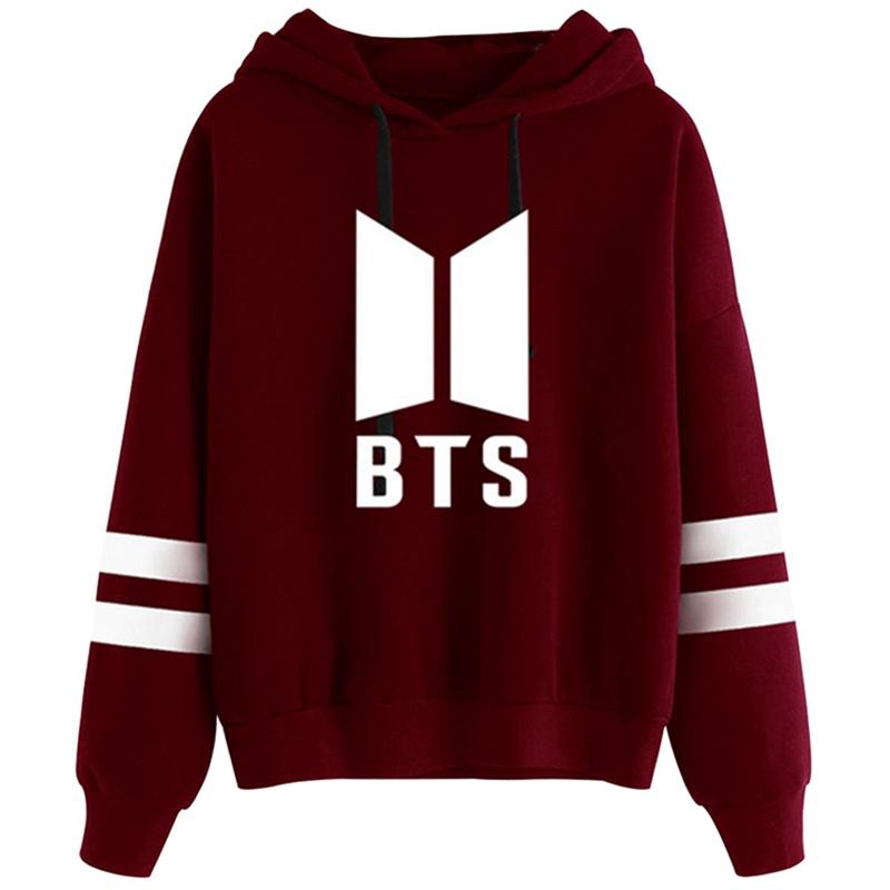 Áo hoodie dáng rộng in logo BTS cá tính theo phong cách mùa thu dành cho nữ