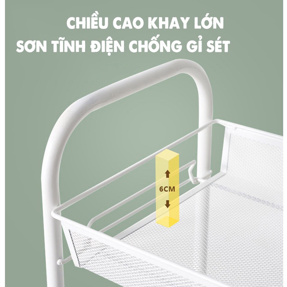 Kệ Để Đồ Đa Năng Di Động 3 Tầng Thông Minh Có Bánh Xe Điều Chỉnh 360 Độ Tiện Dụng