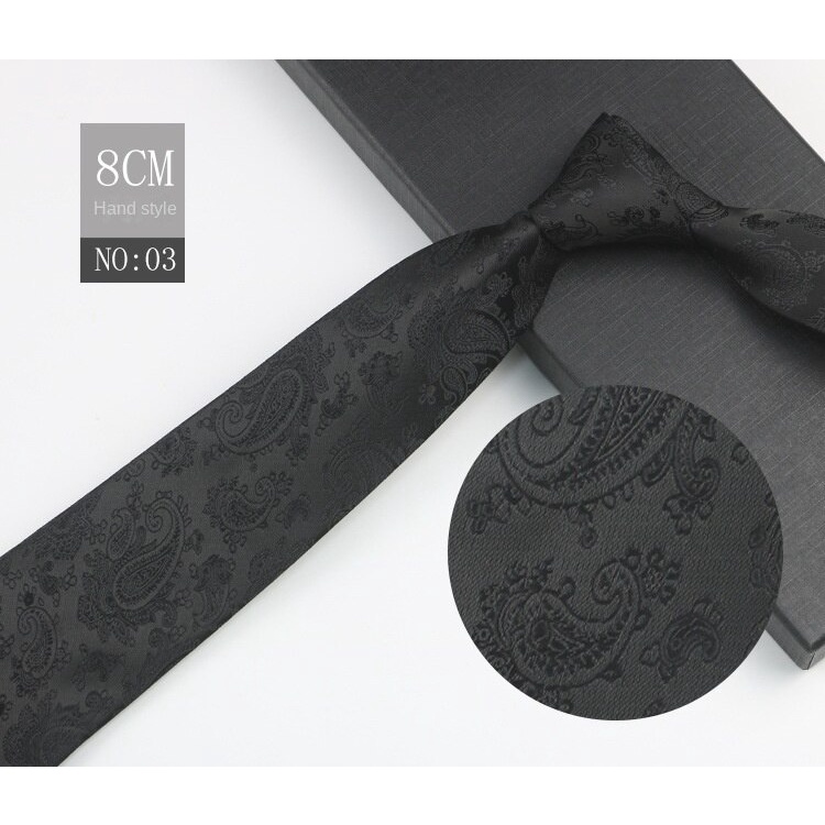 Cà Vạt 8cm Họa Tiết Kẻ Sọc Màu Đen Có Khóa Kéo Thời Trang Công Sở Cao Cấp Cho Nam