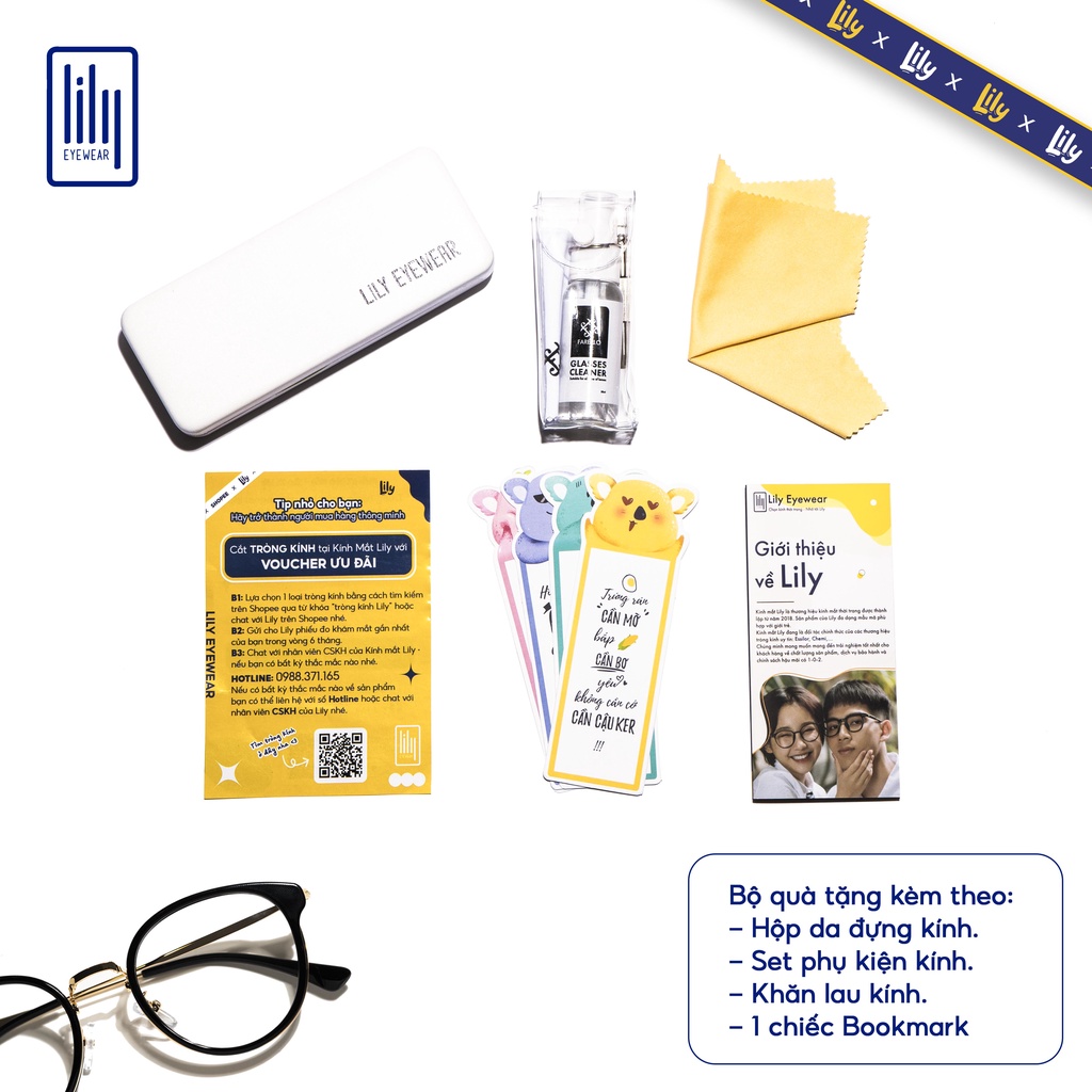 Gọng kính nhựa mắt tròn nam nữ LILYEYEWEAR chắc chắn thanh nhẹ dễ đeo kiểu dáng thời trang màu sắc phong phú 11322