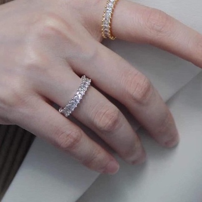 Nhẫn bạc nữ nạm đá tràn viền dòng cao cấp DaLiA Jewelry nhẫn bạc nữ cá tính